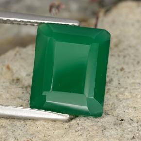 Ágata verde natural 3,78ct, corte esmeralda, translúcido