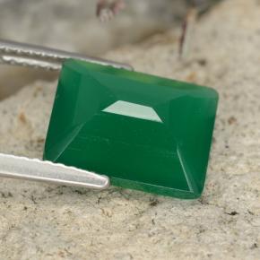 Ágata verde natural 3,78ct, corte esmeralda, translúcido
