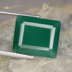 Ágata verde natural 4,89ct, corte esmeralda, translúcido
