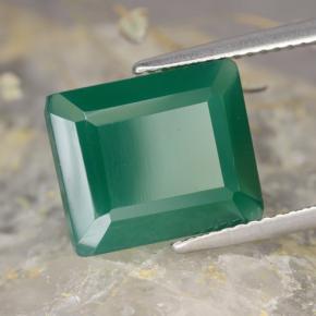 Ágata verde natural 4,89ct, corte esmeralda, translúcido