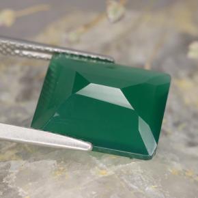 Ágata verde natural 4,89ct, corte esmeralda, translúcido
