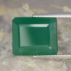 Ágata verde natural 5,34ct, corte esmeralda, translúcido