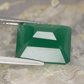 Ágata verde natural 5,34ct, corte esmeralda, translúcido