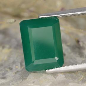 Ágata verde natural 3,73ct, corte esmeralda, translúcido