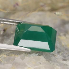 Ágata verde natural 3,73ct, corte esmeralda, translúcido