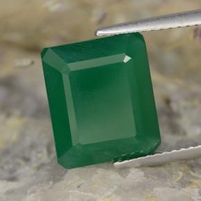 Ágata verde natural 5,13ct, corte esmeralda, translúcido