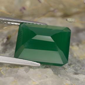 Ágata verde natural 5,13ct, corte esmeralda, translúcido