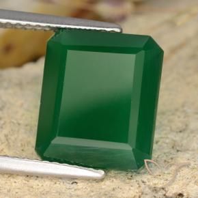 Ágata Verde médio Natural 4.92ct, Corte Esmeralda, Translúcido