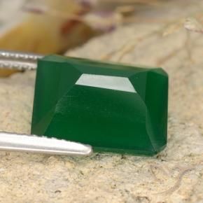 Ágata Verde médio Natural 4.92ct, Corte Esmeralda, Translúcido