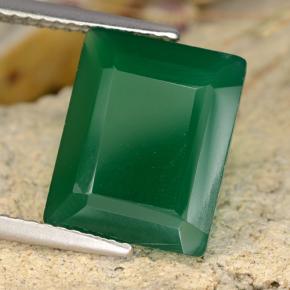 Ágata verde natural 4,79ct, corte esmeralda, translúcido