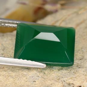Ágata verde natural 4,79ct, corte esmeralda, translúcido