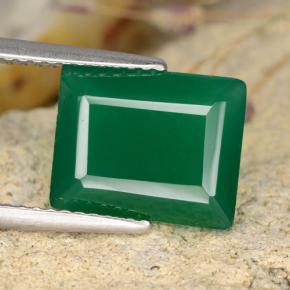 Ágata verde natural 4,07ct, corte esmeralda, translúcido