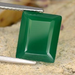 Ágata verde natural 4,07ct, corte esmeralda, translúcido