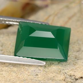 Ágata verde natural 4,07ct, corte esmeralda, translúcido