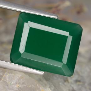 Ágata verde natural 4,23ct, corte esmeralda, translúcido