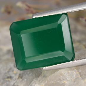 Ágata verde natural 4,23ct, corte esmeralda, translúcido
