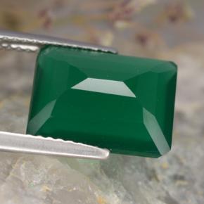 Ágata verde natural 4,23ct, corte esmeralda, translúcido