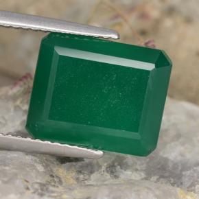 Ágata verde natural 5,11ct, corte esmeralda, translúcido