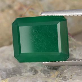 Ágata verde natural 5,11ct, corte esmeralda, translúcido