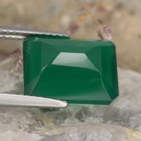 Ágata verde natural 5,11ct, corte esmeralda, translúcido