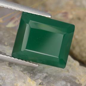 Ágata Verde médio Natural 5.54ct, Corte Esmeralda, Translúcido