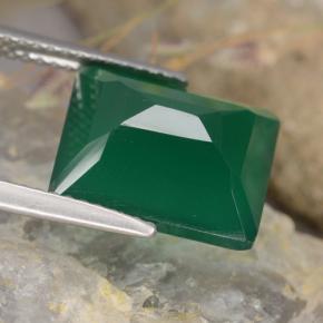 Ágata Verde médio Natural 5.54ct, Corte Esmeralda, Translúcido
