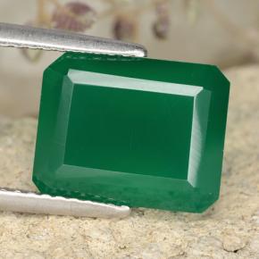 Ágata verde natural 3,86ct, corte esmeralda, translúcido