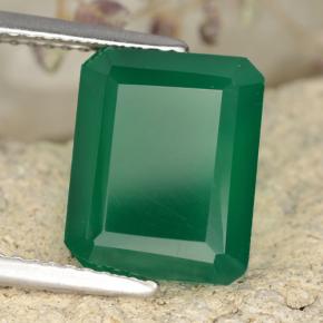 Ágata verde natural 3,86ct, corte esmeralda, translúcido