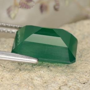 Ágata verde natural 3,86ct, corte esmeralda, translúcido