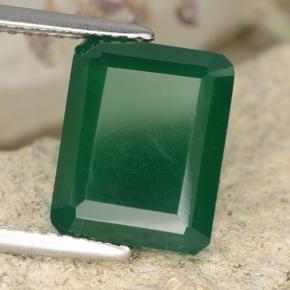 Ágata Verde médio Natural 4.52ct, Corte Esmeralda, Translúcido