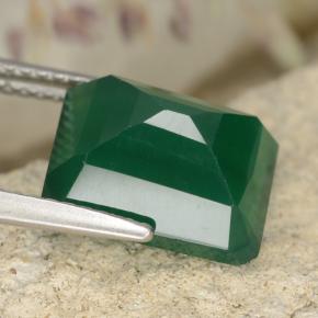 Ágata Verde médio Natural 4.52ct, Corte Esmeralda, Translúcido