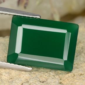 Ágata verde natural 6,38ct, corte esmeralda, translúcido