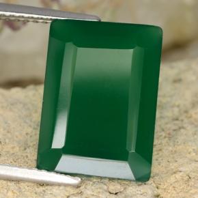 Ágata verde natural 6,38ct, corte esmeralda, translúcido
