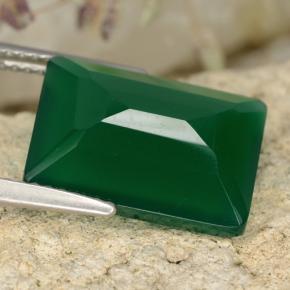 Ágata verde natural 6,38ct, corte esmeralda, translúcido