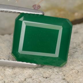 Ágata verde natural 6,60ct, corte esmeralda, translúcido