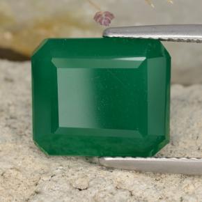 Ágata verde natural 6,60ct, corte esmeralda, translúcido