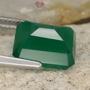 Ágata verde natural 6,60ct, corte esmeralda, translúcido