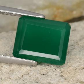 Ágata verde natural 4,24ct, corte esmeralda, translúcido