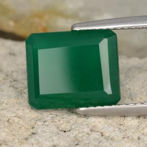 Ágata verde natural 4,24ct, corte esmeralda, translúcido