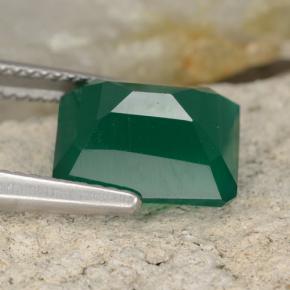 Ágata verde natural 4,24ct, corte esmeralda, translúcido
