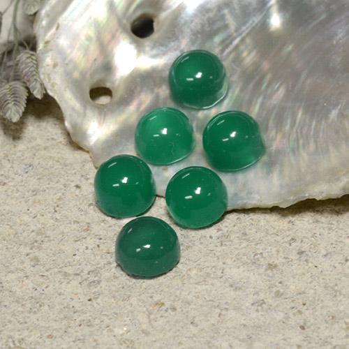 Pedras preciosas de ágata verde natural de 2,21 ct, corte redondo, translúcido