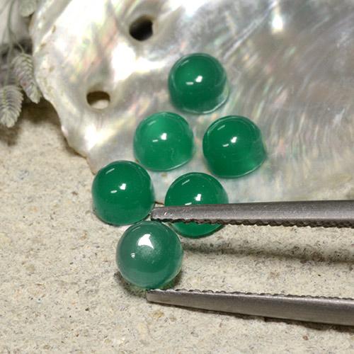 Pedras preciosas de ágata verde natural de 2,21 ct, corte redondo, translúcido