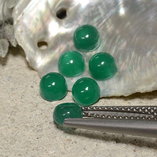 Pedras preciosas de ágata verde natural de 2,21 ct, corte redondo, translúcido