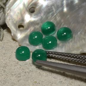 Pedras preciosas de Ágata Verde médio natural de 1.98 ct, Corte Redondo, Transparente