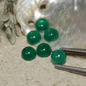 Pedras preciosas de ágata verde natural de 1,91 ct, corte redondo, translúcido