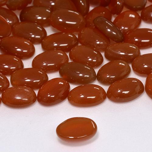 Ágata Fogo vermelho Natural 0.65ct, oval, Translúcido