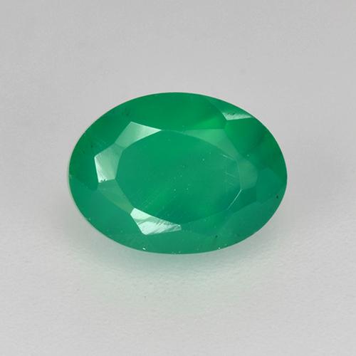 Ágata verde quente Natural 1.01ct, Corte Oval, Translúcido