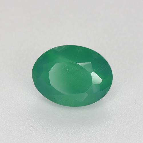 Ágata verde quente Natural 0.88ct, Corte Oval, Translúcido