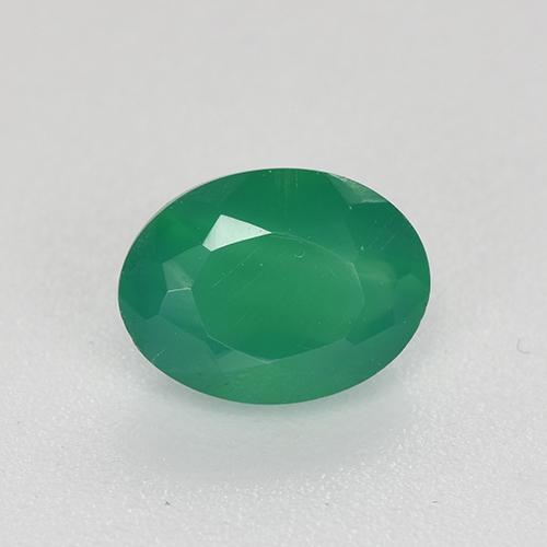 Ágata verde quente Natural 0.88ct, Corte Oval, Translúcido