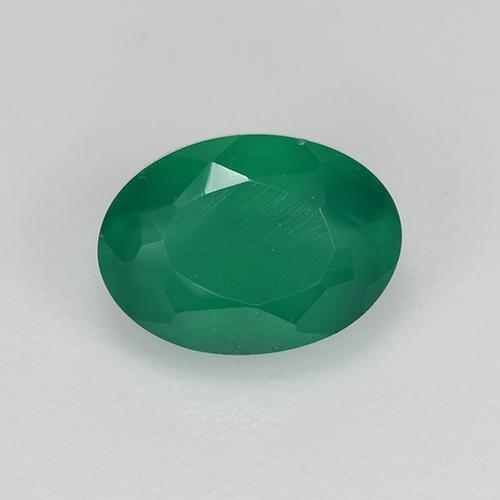 Ágata verde natural 0,98ct, corte oval, translúcido